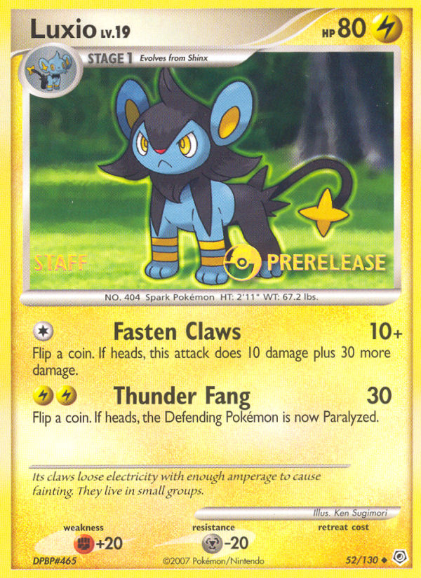 Diamond & Pearl Luxio #52 Staff Prerelease